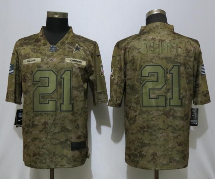 Men Dallas Cowboys #21 Elliott Nike Camo Salute to Service Limited NFL Jerseys